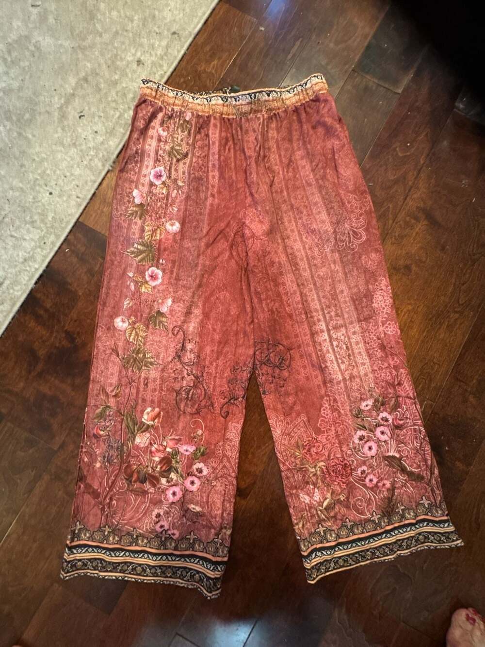 Emery Rose Floral Wide Leg Pants Size XL